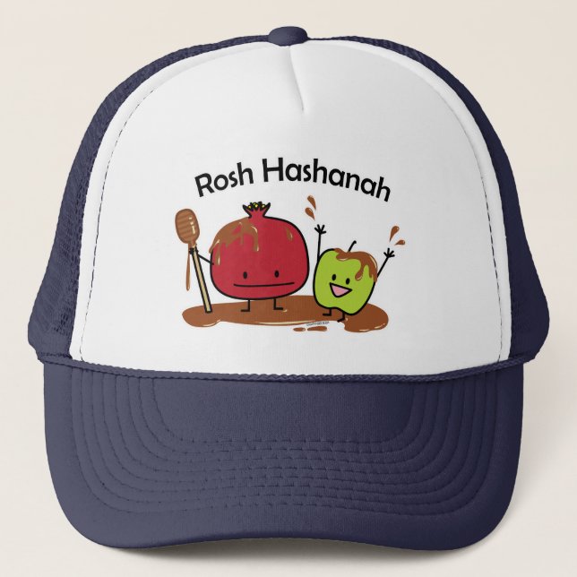 Rosh Hashanah apple pomegranate honey Jewish new Trucker Hat (Front)