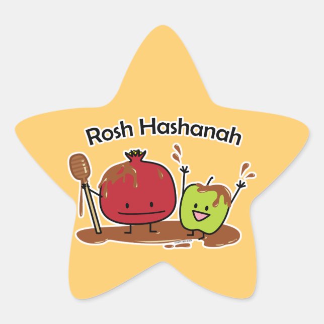 Rosh Hashanah apple pomegranate honey Jewish year Star Sticker (Front)