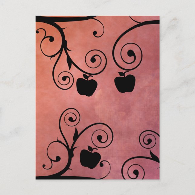 Rosh Hashanah Apple Silhouette Holiday Postcard (Front)