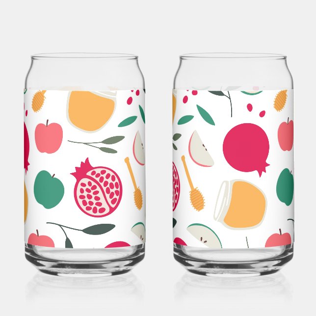 Rosh Hashanah Can Glass (Front)
