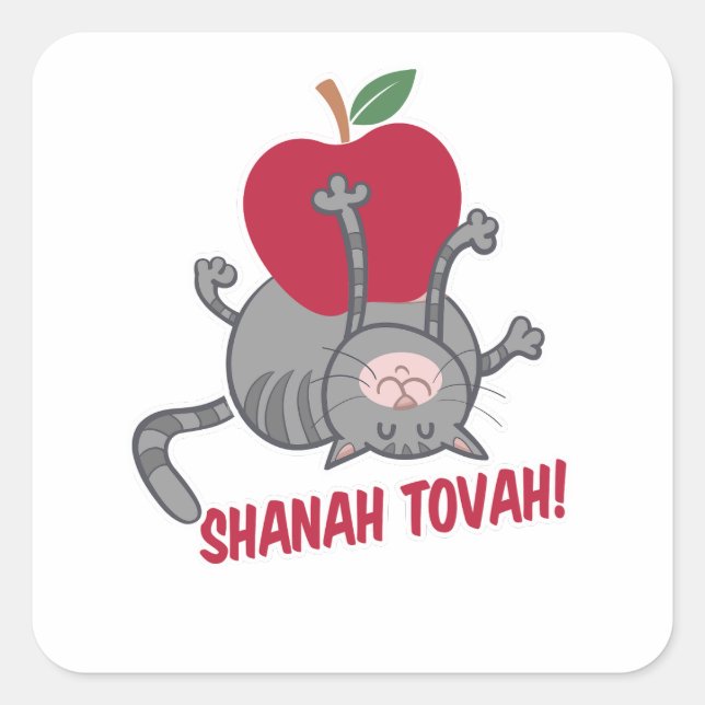 Rosh Hashanah Cat - Jewish new year 5785           Square Sticker (Front)