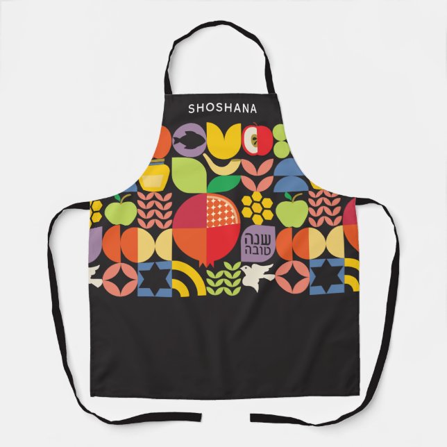 Rosh Hashanah Custom Modern Geometric Icons Apron (Front)