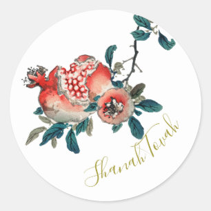Rosh Hashanah Elegant New Year Sweet Pomegranate Classic Round Sticker