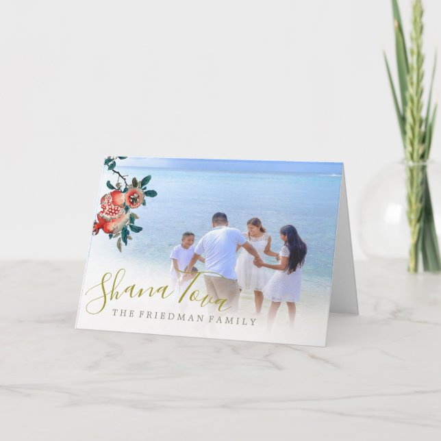 Rosh Hashanah Family Photo  Sweet Pomegranate Card (Front)