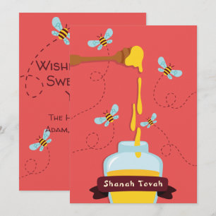 Rosh Hashanah Honey & Bee Greeting Holiday Card