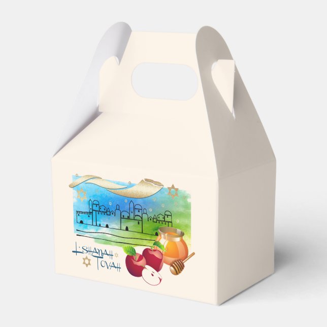 Rosh Hashanah | Jewish New Year Feast Custom Favor Box (Front Side)