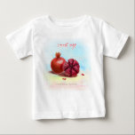 Rosh Hashanah Jewish New Year Holiday Pomegranates Baby T-Shirt<br><div class="desc">Happy Rosh Hashanah Jewish New Year Holiday Pomegranates Watercolor Illustration. Shana Tova! Hebrew Wishes text. Design for Front Side. "A Good & Sweet New Year!" Calligraphy Text, Pomegranates Watercolor Illustration - for Back Side design. Vintage, Autumn Holiday Festival, Birthday, Sukkot. Judaica. Hand Drawn Watercolor. Clothing & Shoes > Baby (0-24M)...</div>