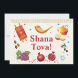 Rosh Hashanah Jewish New Year Shana Tova Invitation<br><div class="desc">Happy Rosh Hashanah Jewish New Year Holiday symbols greeting, L'Shanah Tovah! Greeting - card. Torah, Honey and apple, shofar, pomegranate, star of David on white ornamental vintage background, Rosh Hashana, Shana Tova! traditional fruits, autumn, sukkot. Judaica. Hand Drawn Watercolor. Invitations & Stationery > Invitations & Announcements Greeting Cards, Thank You,...</div>