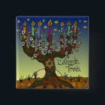 Rosh Hashanah L'Shanah Tovah Tree Of Life Menorah 2 Inch Square Button<br><div class="desc">You are viewing The Lee Hiller Designs Collection of Home and Office Decor,  Apparel,  Gifts and Collectibles. The Designs include Lee Hiller Photography and Mixed Media Digital Art Collection. You can view her Nature photography at http://HikeOurPlanet.com/ and follow her hiking blog within Hot Springs National Park.</div>