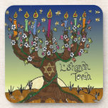 Rosh Hashanah L'Shanah Tovah Tree Of Life Menorah Coaster<br><div class="desc">You are viewing The Lee Hiller Designs Collection of Home and Office Decor,  Apparel,  Gifts and Collectibles. The Designs include Lee Hiller Photography and Mixed Media Digital Art Collection. You can view her Nature photography at http://HikeOurPlanet.com/ and follow her hiking blog within Hot Springs National Park.</div>