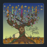 Rosh Hashanah L'Shanah Tovah Tree Of Life Menorah Square Wall Clock<br><div class="desc">You are viewing The Lee Hiller Designs Collection of Home and Office Decor,  Apparel,  Gifts and Collectibles. The Designs include Lee Hiller Photography and Mixed Media Digital Art Collection. You can view her Nature photography at http://HikeOurPlanet.com/ and follow her hiking blog within Hot Springs National Park.</div>