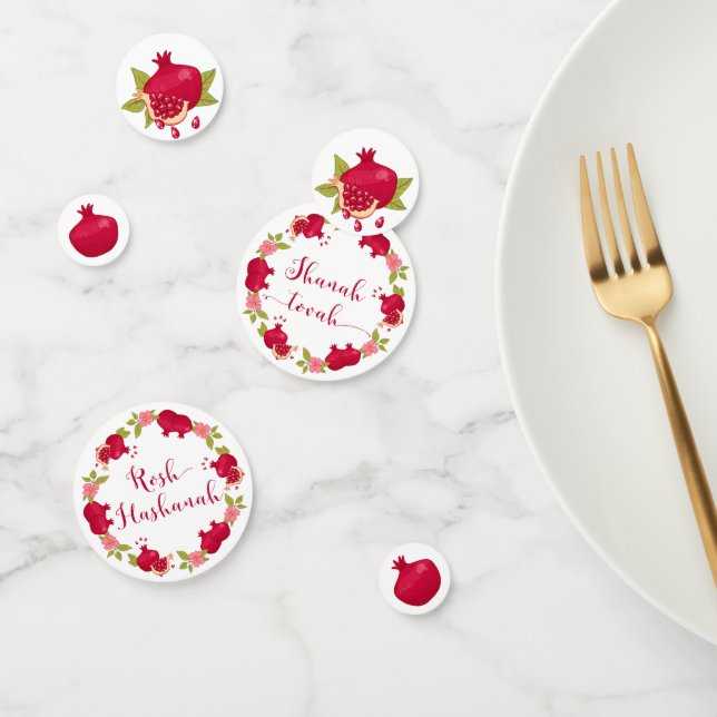 Rosh Hashanah New Year Pomegranate Flower Wreath C Confetti (Group)