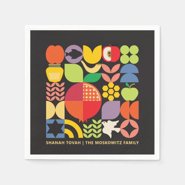 Rosh Hashanah Personalized Jewish New Year Napkin (Front)
