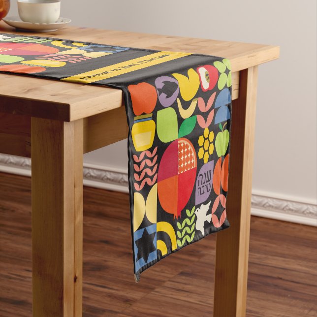 Rosh Hashanah Personalized Jewish New Year  Short Table Runner (In Situ)