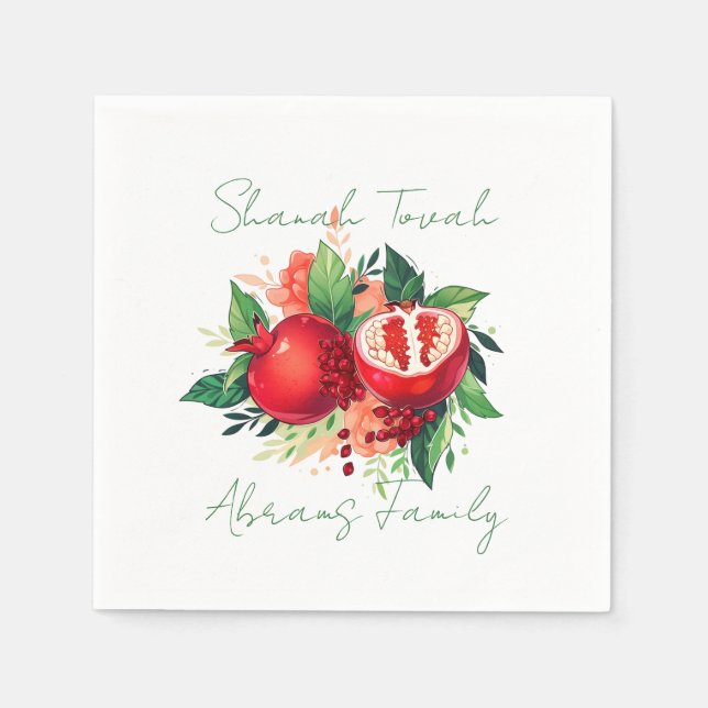 Rosh Hashanah Shanah Tovah Pomegranate Napkin (Front)