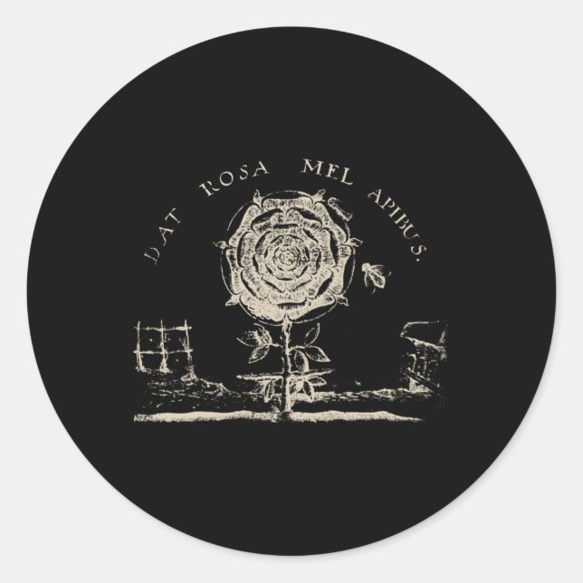 Rosicrucian Emblem Dat Rosa Mel Apibus Hermetic Classic Round Sticker (Front)
