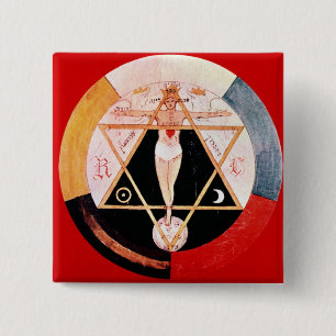 Rosicrucian symbol of the Hermetic Order 2 Inch Square Button