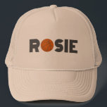Rosie Basketball Trucker Hat<br><div class="desc">The name Rosie with the letter O as a Basketball. colours can be changed.</div>