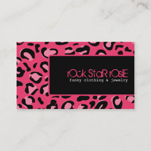 Rosie Hot Pink Black Punk  Leopard Business Card