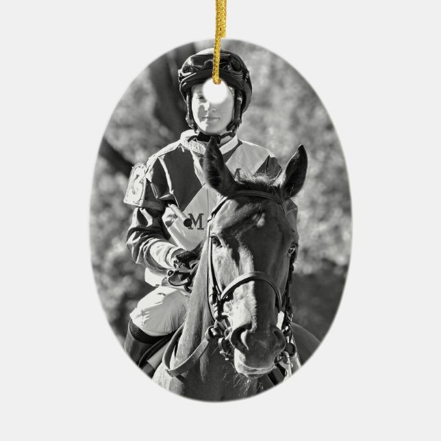 Rosie Napravnik on Delaunay  The Vanderbilt stakes Ceramic Ornament (Front)