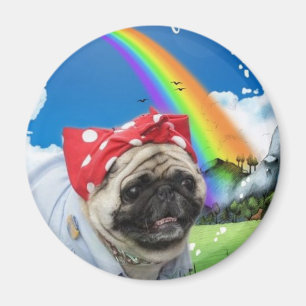 Rosie Pug Riveter - Rainbow Magnet