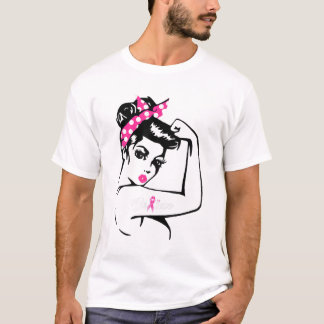 Rosie Riveter Believe Pink Ribbon Breast Cancer Aw T-Shirt