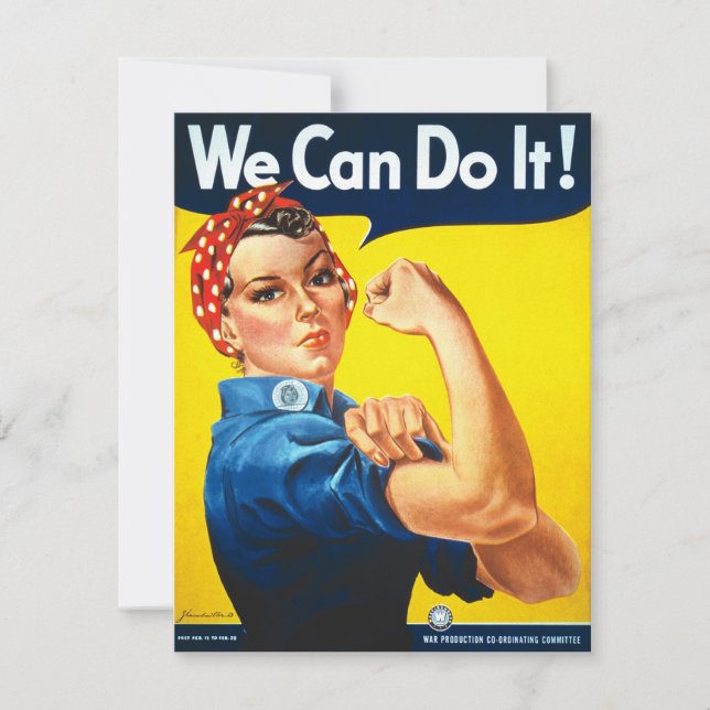 Rosie Riveter Vintage Propaganda Invitation (Front)