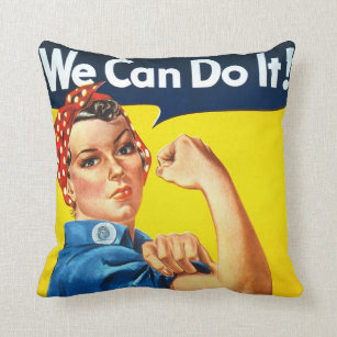 Rosie Riveter Vintage Propaganda Throw Pillow
