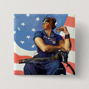 "Rosie the Riveter" 2 Inch Square Button