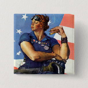 Rosie the Riveter 2 Inch Square Button