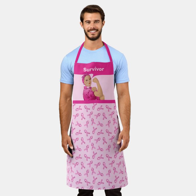 Rosie the Riveter Breast Cancer Awareness Apron (Worn)