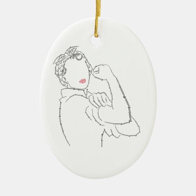 Rosie the Riveter Ceramic Ornament (Front)