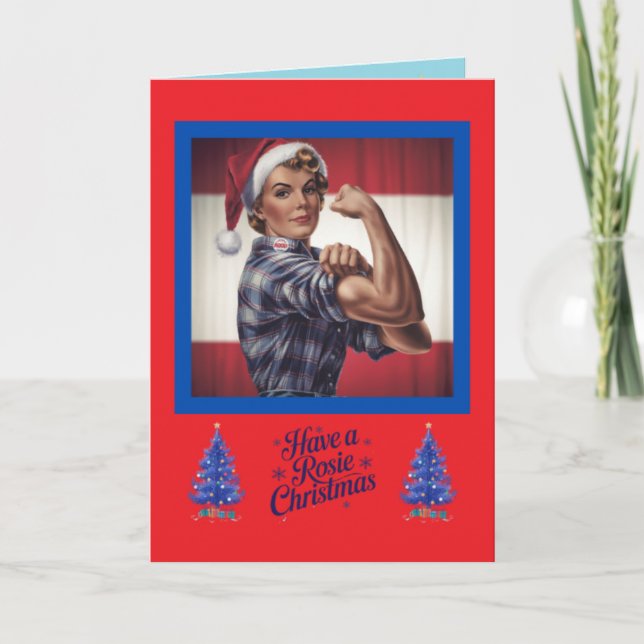 Rosie the Riveter Christmas Holiday Card (Front)