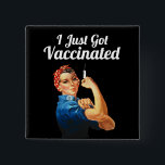 Rosie the Riveter Covid-19 Vaccine Vaccinated 2 Inch Square Button<br><div class="desc">Motivational design to encourage people to get vaccinated against Covid-19.</div>
