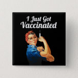 Rosie the Riveter Covid-19 Vaccine Vaccinated 2 Inch Square Button<br><div class="desc">Motivational design to encourage people to get vaccinated against Covid-19.</div>