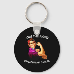 Rosie The Riveter Defeat Breast Cancer Awareness D Keychain