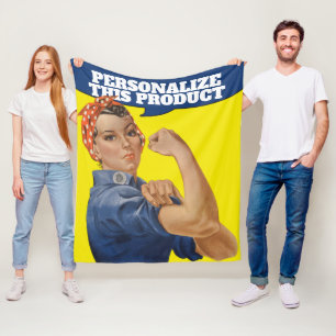 Rosie the Riveter easy to personalize Fleece Blanket