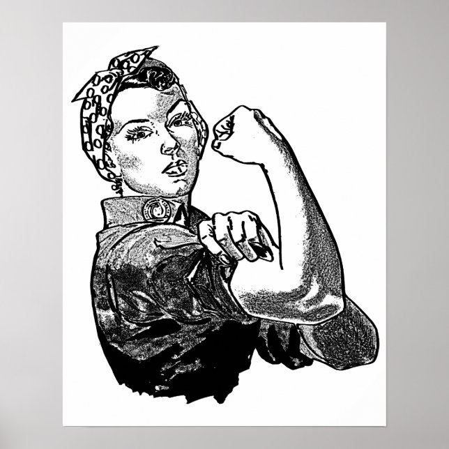 Rosie-The-Riveter Feminist (Transparent-No-Fill) Poster (Front)