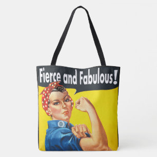 Rosie The Riveter Fierce and Fabulous Trendy Tote Bag