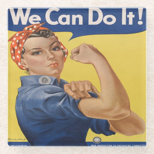 Rosie the Riveter Glass Coaster (Front)