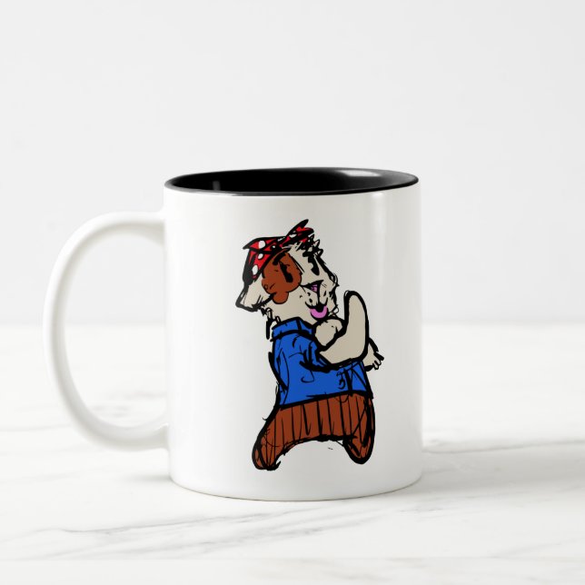 Rosie the Riveter Guinea Pig Two-Tone Coffee Mug (Left)