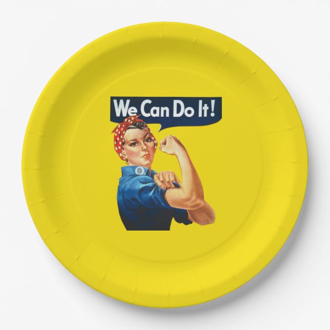 Rosie the Riveter (Iconic Poster) (We Can Do It!) Paper Plate (Front)