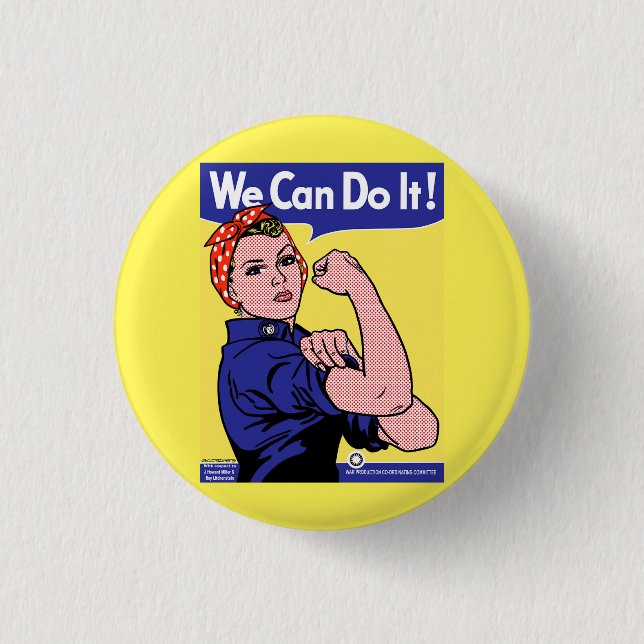 Rosie the Riveter Meet Roy Lichtenstein Pop Art 1 Inch Round Button (Front)