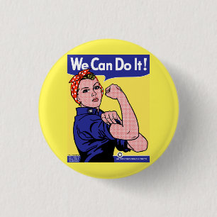 Rosie the Riveter Meet Roy Lichtenstein Pop Art 1 Inch Round Button