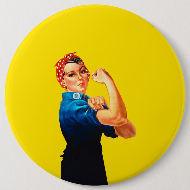 Rosie The Riveter Retro Design Style 6 Inch Round Button (Front)