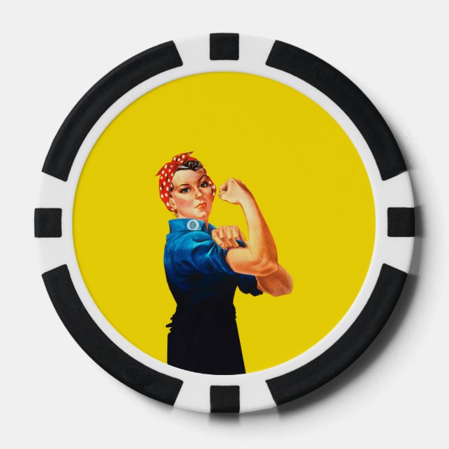 Rosie The Riveter Retro Design Style Poker Chips (Front)