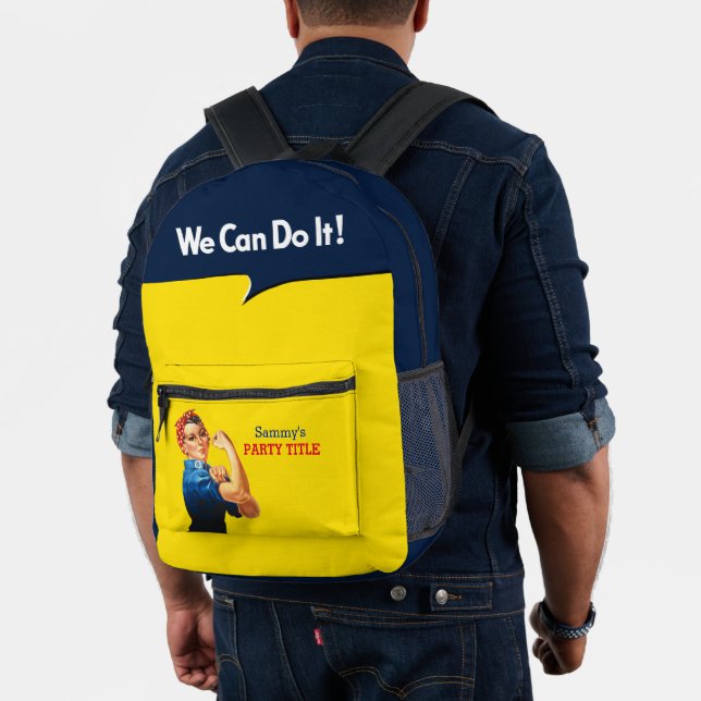 Rosie The Riveter Retro Style Printed Backpack (Insitu (Model))