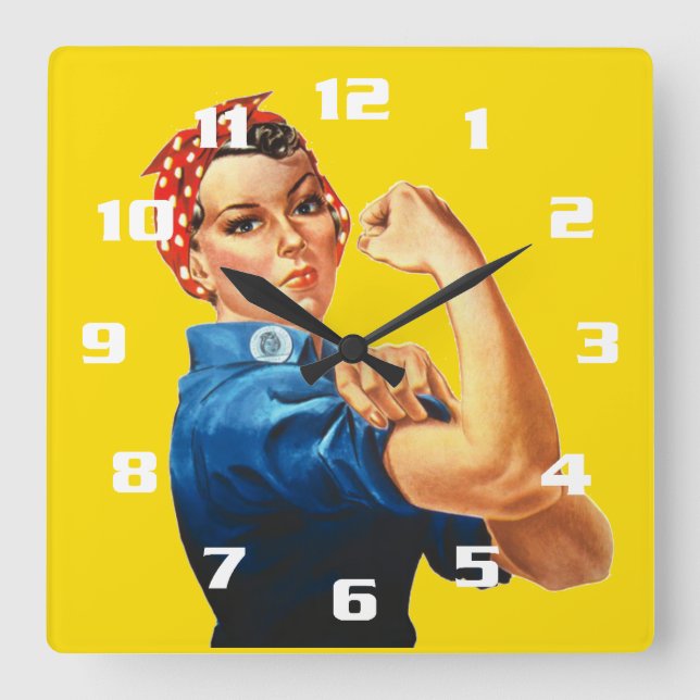 Rosie the Riveter Square Wall Clock (Front)