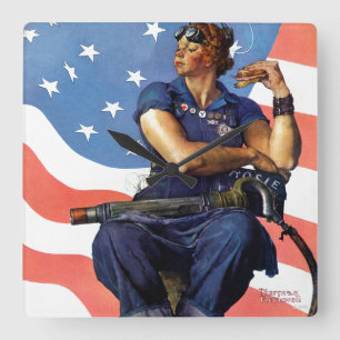 "Rosie the Riveter" Square Wall Clock