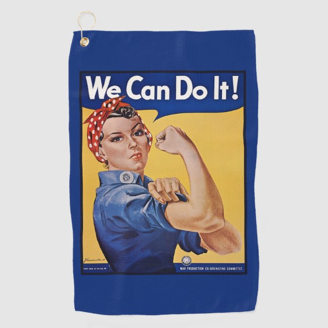 Rosie the Riveter: Strong Women Female Empowerment Golf Towel (Front)
